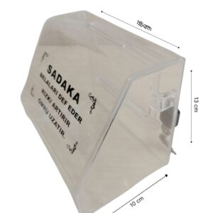 KİLİTLİ PLEKSİ KUTU "SADAKA" 15X10XH:13CM Sadaka Kutusu Tip Box Pleksi Kutu