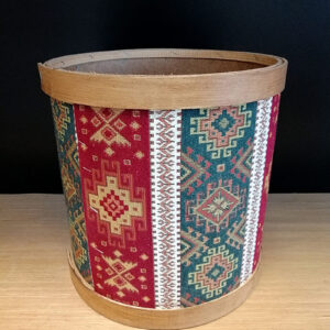 AHŞAP BİDON Bakliyat Kovası ÇAP:30CM H:30CM KUMAŞ KAPLAMA Bakliyat Teşhir Kova Stand