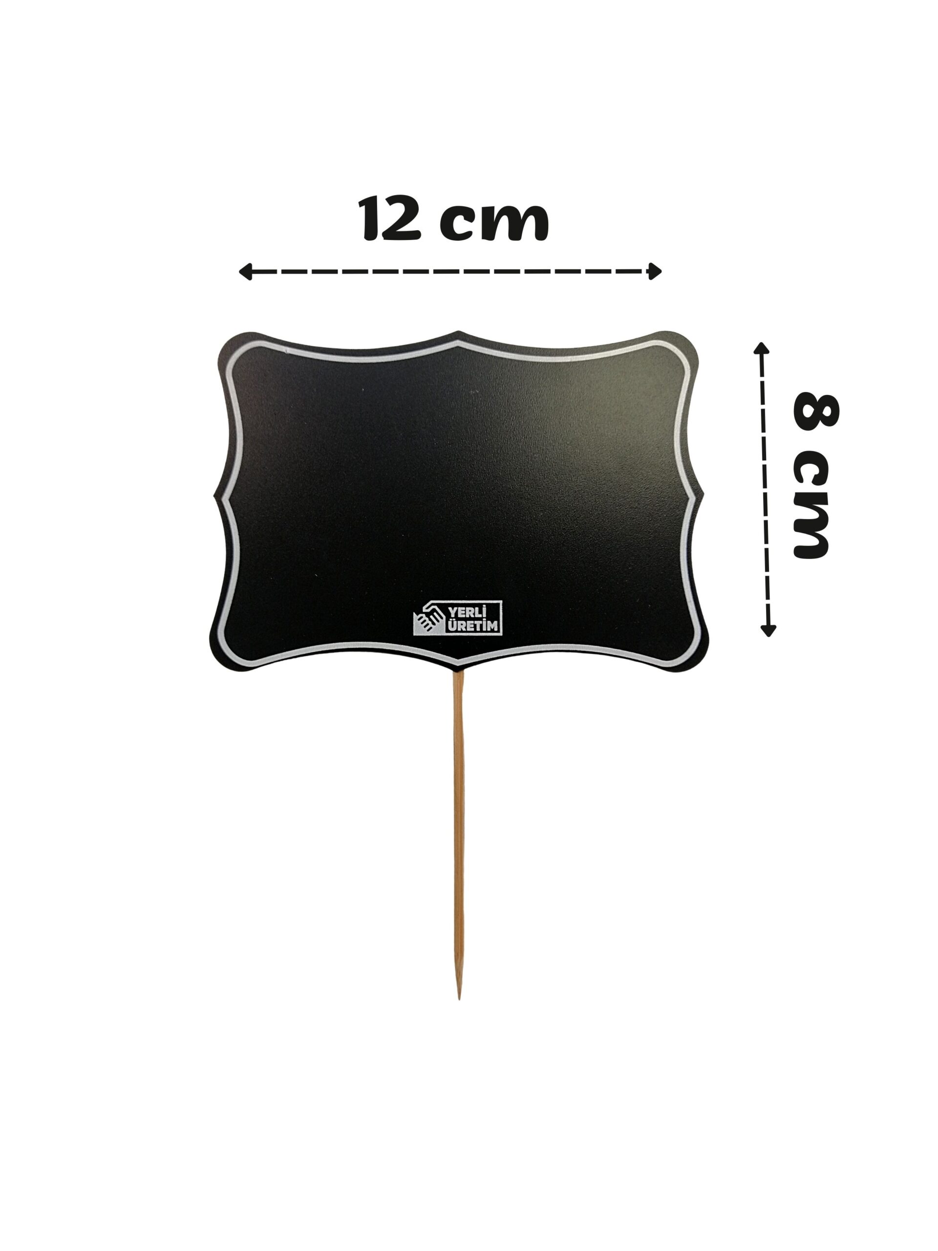 KARA TAHTA (10cm x H:8cm) DALGALI SAPLAMALI Silinebilir Dekoratif Etiket ve Etiketlik PVC Siyah Etiket - Görsel 2