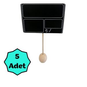 KARA TAHTA 13X9 ÇİZGİLİ SAPLAMALI Silinebilir Dekoratif Etiket ve Etiketlik PVC Siyah Etiket