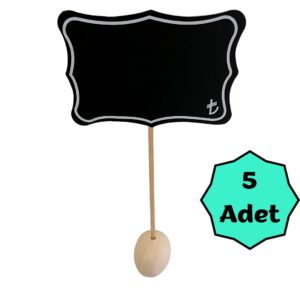 KARA TAHTA (10cm x H:7cm) KIVRIMLI SAPLAMALI 1645 Silinebilir Dekoratif Etiket ve Etiketlik PVC Siyah Etiket