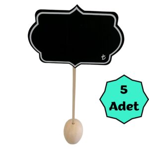 KARA TAHTA (10cm x H:7cm) MİHRACE SAPLAMALI 1644 Silinebilir Dekoratif Etiket ve Etiketlik PVC Siyah Etiket