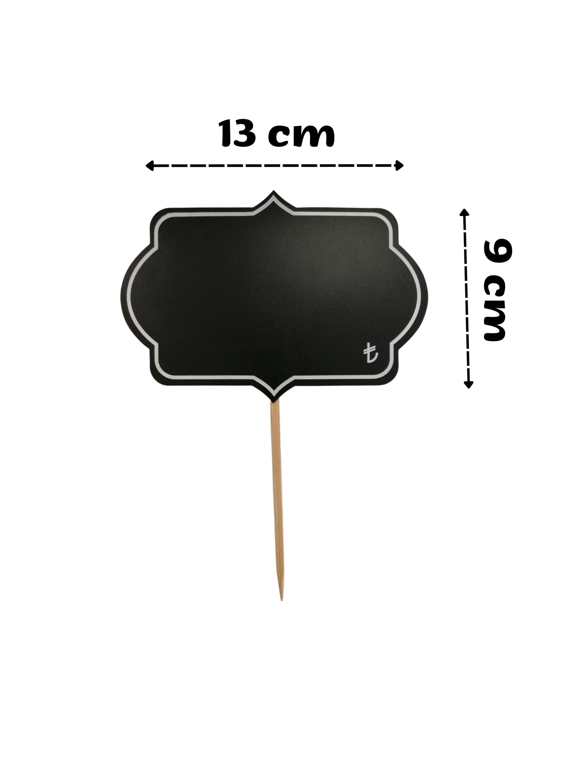 KARA TAHTA (9cm x 13cm) MİHRACE SAPLAMALI 1648 Silinebilir Dekoratif Etiket ve Etiketlik PVC Siyah Etiket22 - Görsel 2