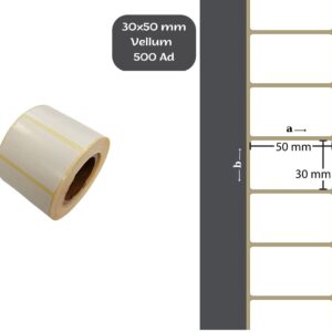 30X50 VELLUM YAPIŞKANLI Barkod ETİKET (500LÜ) Fiyat Etiketi Raf Etiketi