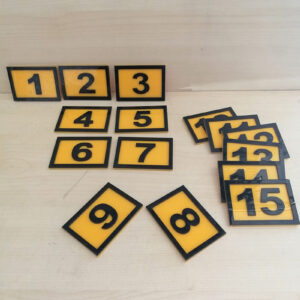 PEÇETELİK NO 5x5CM (15 Lİ PAKET) SARI-SİYAH (8015) Masa Numaraları Peçetelik Numaraları Yapışkanlı Sayılar Pleksi Numeratör Yapışkanlı Sayılar