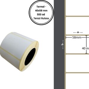 40X58 TERMAL YAPIŞKANLI Barkod ETİKET (500 Adet) Barkod Etiketi Fiyat Etiketi