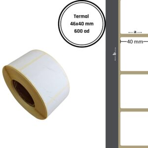 46X40 TERMAL YAPIŞKANLI Barkod ETİKET(600 LÜ) Raf Etiketi Fiyat Etiketi Termal Rulo
