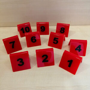 MASA NO 50X50MM (10 LU PAKET) KIRMIZI-SİYAH (291) Masa Numaraları, Pleksi Numeratörler, Çift Taraflı Numaralar, Pleksi Numara Takımı