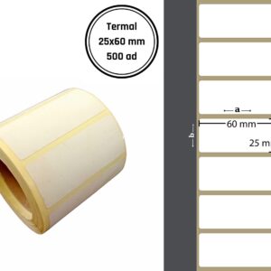 25X60 TERMAL YAPIŞKANLI Barkod ETİKET (1000 Adet) Fiyat Etiketi Raf Etiketi