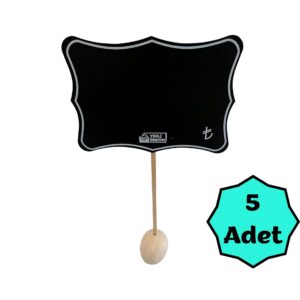 KARA TAHTA (10cm x H:8cm) DALGALI SAPLAMALI Silinebilir Dekoratif Etiket ve Etiketlik PVC Siyah Etiket