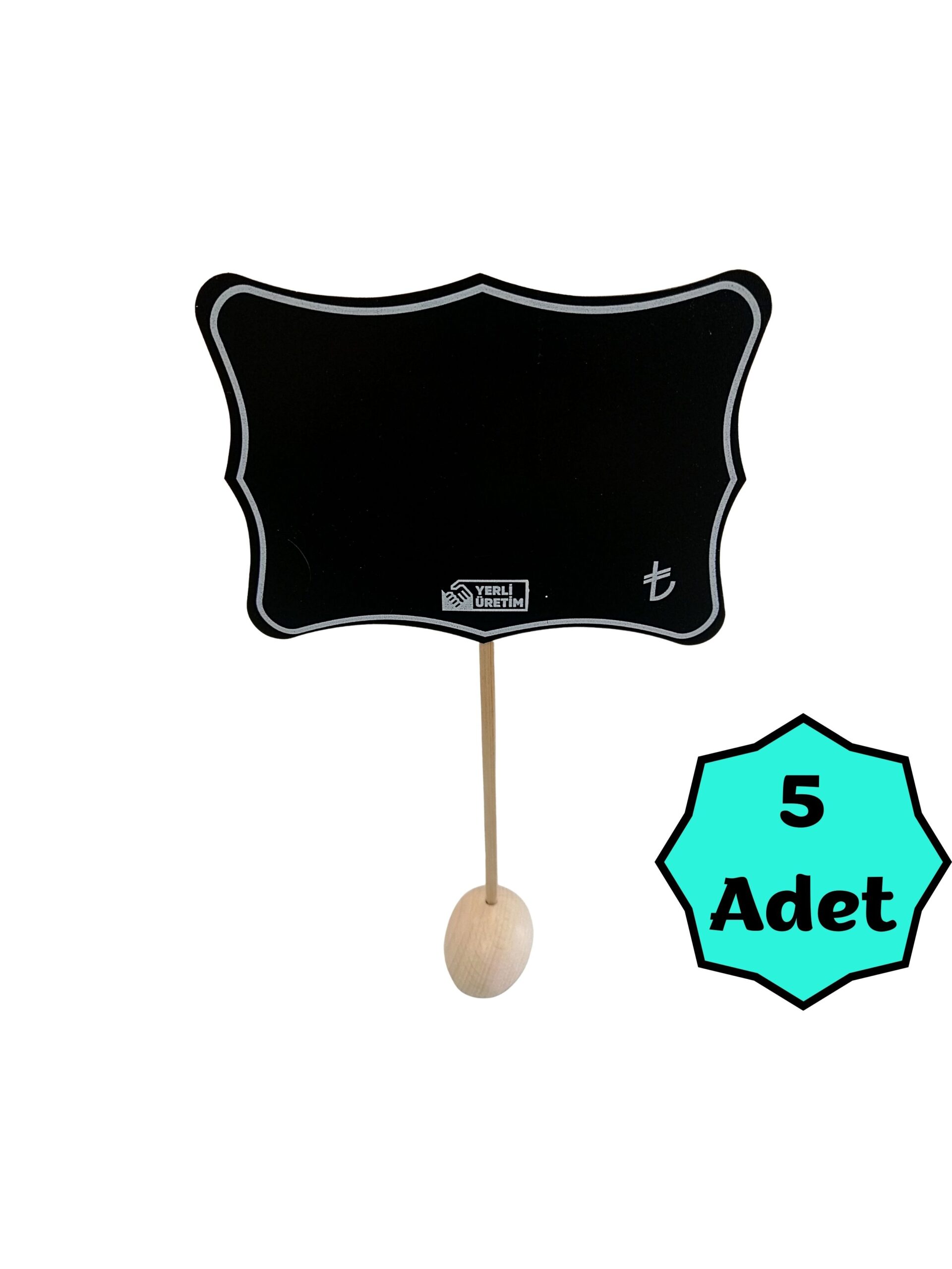 KARA TAHTA (10cm x H:8cm) DALGALI SAPLAMALI Silinebilir Dekoratif Etiket ve Etiketlik PVC Siyah Etiket