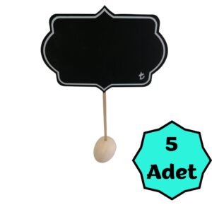 KARA TAHTA (9cm x 13cm) MİHRACE SAPLAMALI 1648 Silinebilir Dekoratif Etiket ve Etiketlik PVC Siyah Etiket22