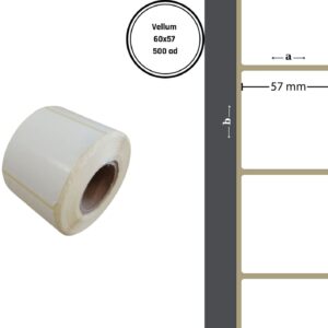 60X57 VELLUM YAPIŞKANLI Barkod ETİKET (500LÜ) Raf Etiketi Fiyat Etiketi Isı ve Işıktan Etkilenmeyen Etiket