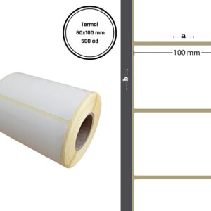 60X100 TERMAL YAPIŞKANLI Barkod ETİKET (500LÜ) Termal Rulo Fiyat Etiket Raf Etiketi