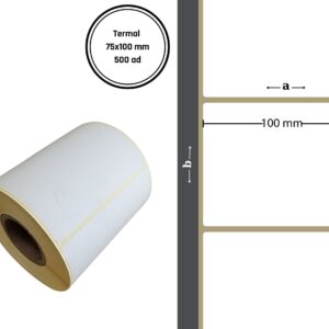 75X100 TERMAL YAPIŞKANLI Barkod ETİKET (500LÜ) Raf Etiketi Fiyat Etiketi Termal Rulo