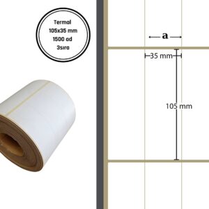105X35 TERMAL YAPIŞKANLI ETİKET (1500LÜ) 3 SIRA / Termal Barkod Etiketi, Termal Raf Etiketi