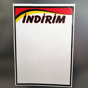 İNDİRİM BASKILI A3 ETİKET ADET Poster Etiket Kağıt Etiket A3 Boyutunda İndirim Etiketi Satış Etiketi Karton Kağıt Etiket