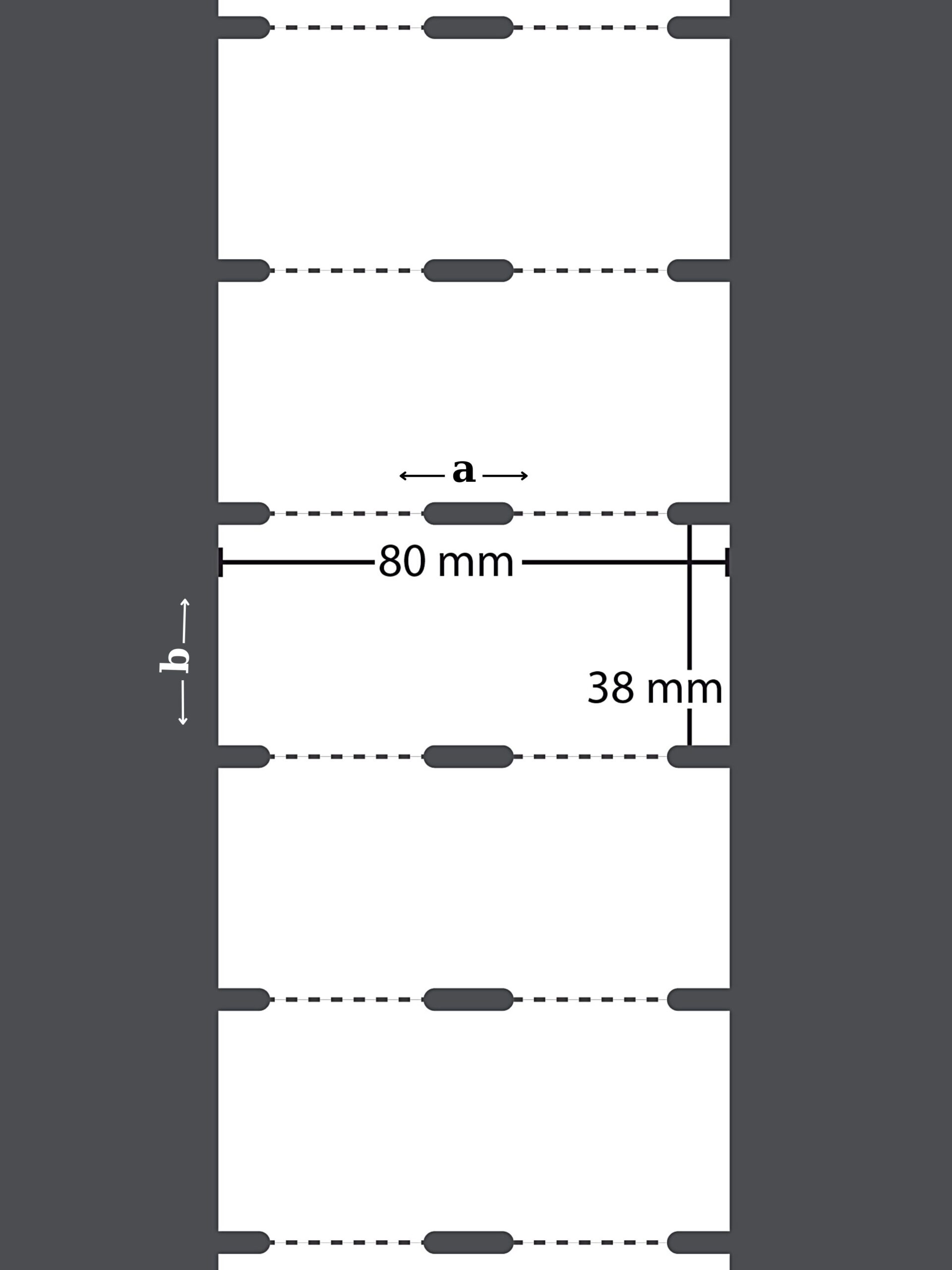 38x80 TERMAL KARTON ETİKET Barkod Etiketi (500 LÜ) ORTADAN DELİKLİ YANDAN ÇENTİKLİ Raf Etiketi Fiyat Etiketi - Görsel 2