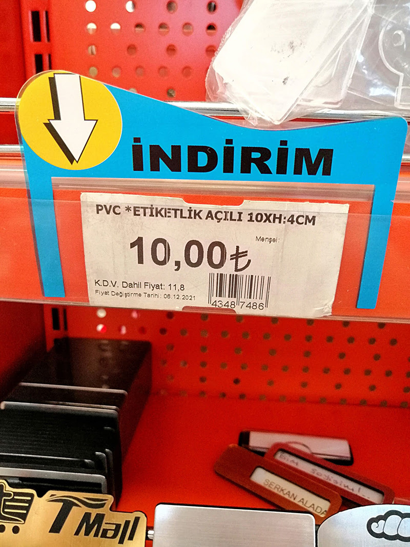 KULAKÇIK GEÇME PLASTİK KIRMIZI RENK İNDİRİM YAZILI Raf Önü İkaz Etiketi Fiyat Etiketliği Uyarı Etiketi Bilgilendirme Etiketi - Görsel 2