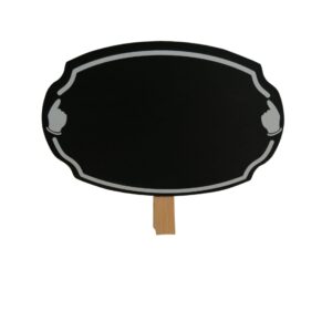 KARA TAHTA (12 x 8cm) OVAL MANDALLI Silinebilir Dekoratif Etiket ve Etiketlik PVC Siyah Etiket