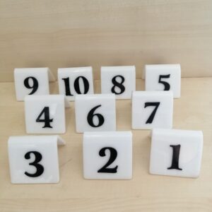 MASA NO 70X70MM(10 LU PAKET) BEYAZ-SİYAH Masa Numaraları, Pleksi Numeratörler, Çift Taraflı Numaralar, Pleksi Numara Takımı