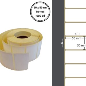 30X50 TERMAL YAPIŞKANLI Barkod ETİKET(1000 Lİ) Fiyat Etiketi Raf Etiketii