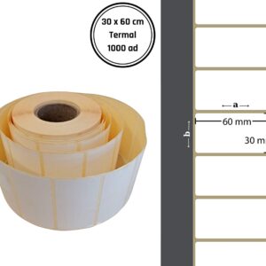 30X60 TERMAL YAPIŞKANLI Barkod ETİKET(1000 Lİ) Fiyat Etiketi Raf Etiketi