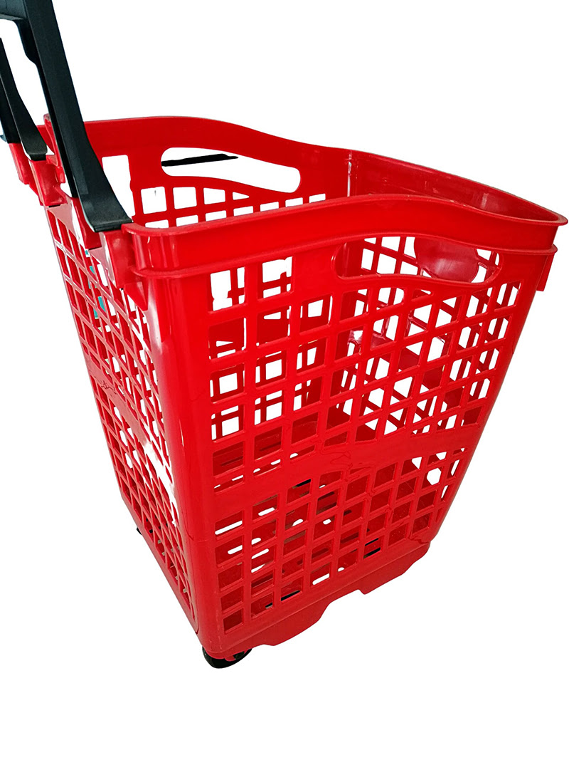 ALIŞVERİŞ SEPETİ 70 LT Mağaza Alışveriş Arabası Sepeti 4 Tekerlekli Saplı Plastik Market Arabası - Görsel 3
