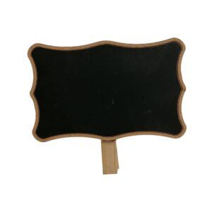 KARA TAHTA (11cm x H:7cm) KIVRIMLI MANDALLI (KALIN) Silinebilir Dekoratif Etiket ve Etiketlik PVC Siyah Etiket