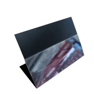 KARA TAHTA AÇILI AYAKLI- PVC (10cm x H:7cm) Silinebilir Dekoratif Etiket ve Etiketlik PVC Siyah Etiket