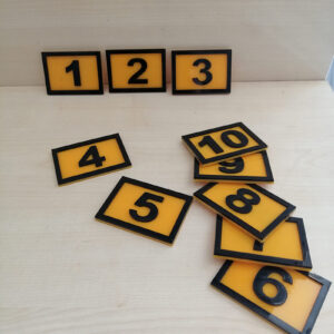 PEÇETELİK NO( 7x5CM 10 LU PAKET) SARI-SİYAH (8010) Masa Numaraları Peçetelik Numaraları Yapışkanlı Sayılar Pleksi Numeratör Yapışkanlı Sayılar