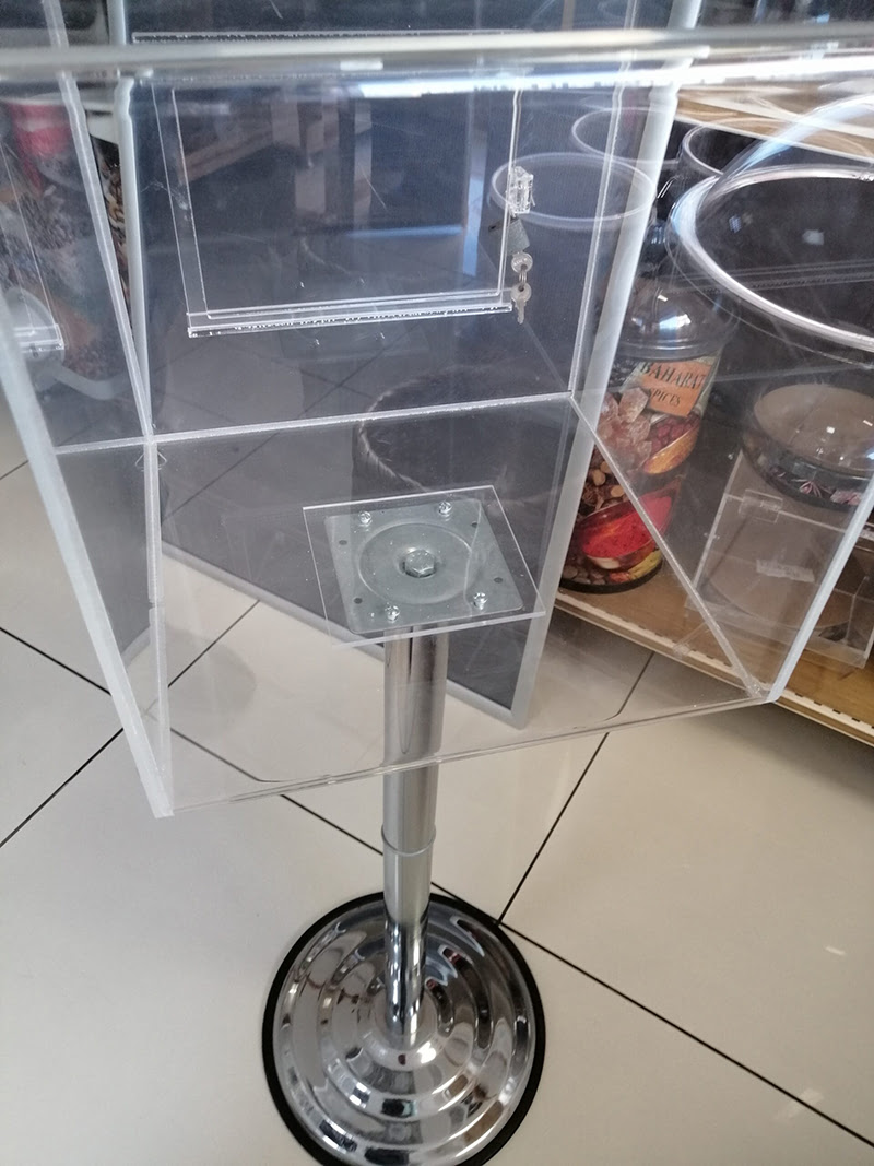 DİLEK ŞİKAYET KUTUSU KİLİTLİ AYAKLI 30X30X30 H:103CM Dilek ve Şikayet için Kutu Form Kutusu Pleksi - Görsel 2