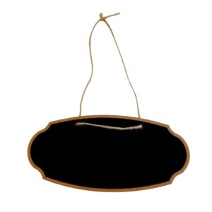 KARA TAHTA (17cm x H:8cm) İPLİ OVAL Silinebilir Dekoratif Etiket ve Etiketlik PVC Siyah Etiket