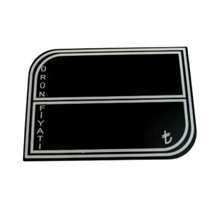 KARA TAHTA (13cm x H:8cm) OVAL KÖŞELİ DİKDÖRTGEN 1649 Silinebilir Dekoratif Etiket ve Etiketlik PVC Siyah Etiket