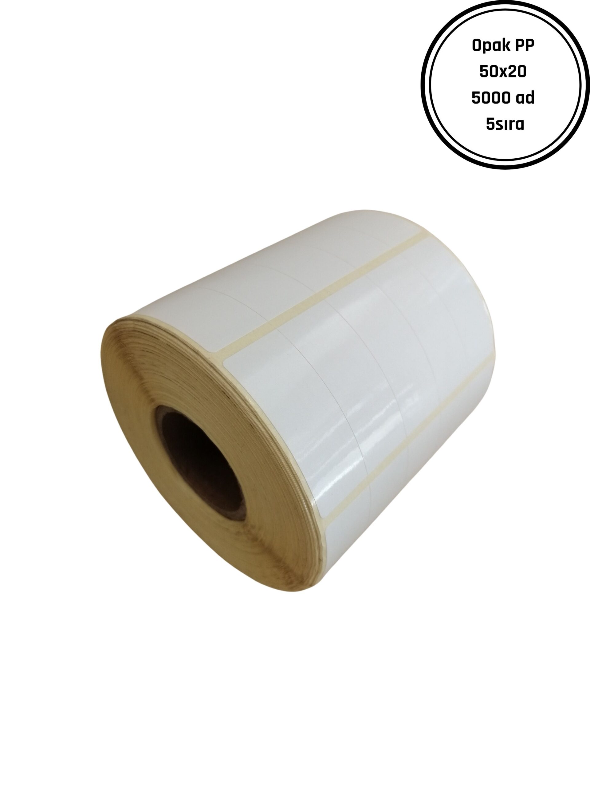 50x20 POLİPLEN (PP) YAPIŞKANLI ETİKET 5 SIRA (5000 Lİ)