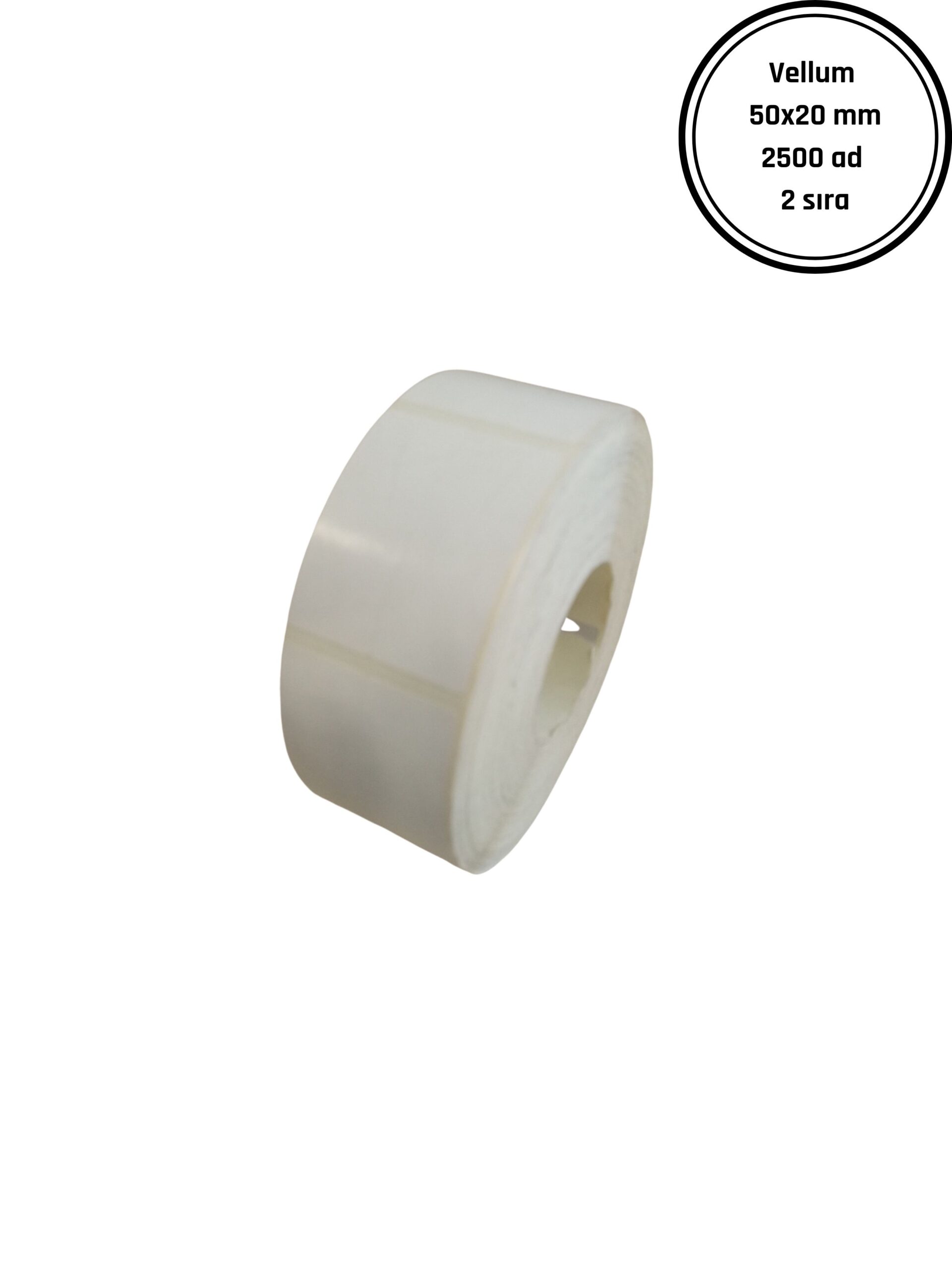 50X20 VELLUM YAPIŞKANLI Barkod ETİKET (2500LÜ) 2 SIRA Isı ve Işıktan Etkilenmeyen Fiyat Etiketi Raf Etiketi