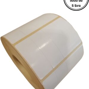50X20 VELLUM YAPIŞKANLI Barkod ETİKET (5000Lİ) 5 SIRA Fiyat Etiketi Isı ve Işıktan Etkilenmeyen Raf Etiketi