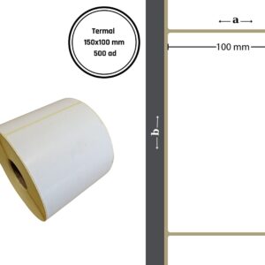 150X100 TERMAL YAPIŞKANLI ETİKET (500LÜ) / Termal Rulo Yapışkanlı Barkod Etiketi