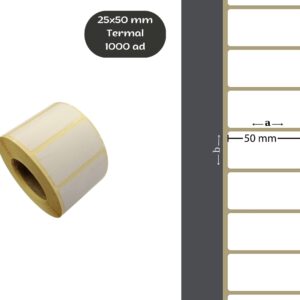 25X50 TERMAL YAPIŞKANLI Barkod ETİKET(1000 Lİ) Fiyat Etiketi Raf Etiketi