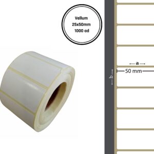 25X50 VELLUM YAPIŞKANLI ETİKET (1000Lİ) / Vellum Barkod Raf Etiketi