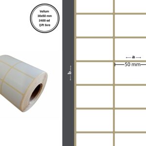 30X50 VELLUM YAPIŞKANLI Barkod ETİKET (2400LÜ) ÇİFT SIRA, Fiyat Etiketi Raf Etiketi