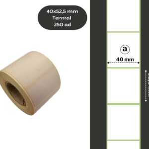 40X52.5 TERMAL YAPIŞKANLI Barkod ETİKET(250 Lİ) Raf Etiketi Fiyat Etiketi Termal Rulo