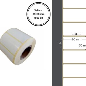 30X60 VELLUM YAPIŞKANLI Barkod ETİKET (1000Lİ) Isı ve Işıkta Silinmeyen Raf Etiketi