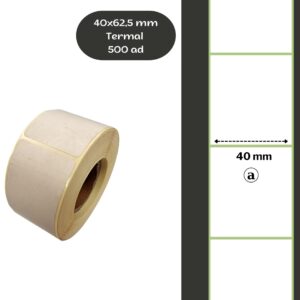 40X62.5 TERMAL YAPIŞKANLI Barkod ETİKET(500 LÜ) Termal Rulo Raf Etiketi Fiyat Etiketi