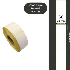 100x32 TERMAL YAPIŞKANLI Barkod ETİKET 500LÜ Raf Etiketi Fiyat Etiketi