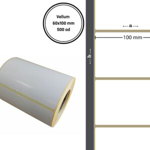 60X100 VELLUM Barkod YAPIŞKANLI ETİKET (500LÜ) Isı ve Işıktan Etkilenmeyen Raf Etiketi Fiyat Etiketi