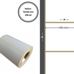 75X100 VELLUM YAPIŞKANLI Barkod ETİKET (350Lİ) Isı ve Işıktan Etkilenmeyen Raf Etiketi Fiyat Etiketi