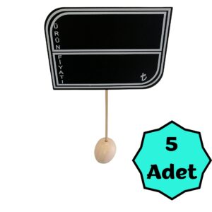 KARA TAHTA (13cm x H:8cm) OVAL KÖŞELİ DİKDÖRTGEN SAPLAMALI 1649S Silinebilir Dekoratif Etiket ve Etiketlik PVC Siyah Etiket