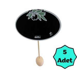 KARA TAHTA ‘EKO' ZEYTİN OVAL SAPLAMA Silinebilir Dekoratif Etiket ve Etiketlik PVC Siyah Etiket